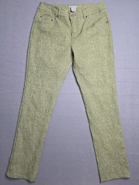 ERIC‎ Women’s Sz 6 Green Textured Paisley Pants